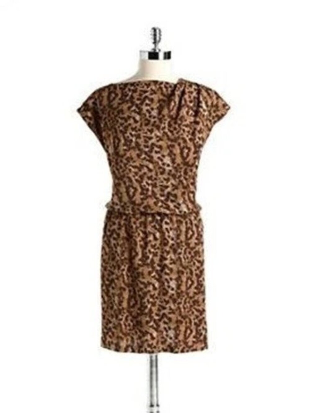 VINCE CAMUTO Trendy and Classy Leopard Print Draped Blouson Dress NWT $130